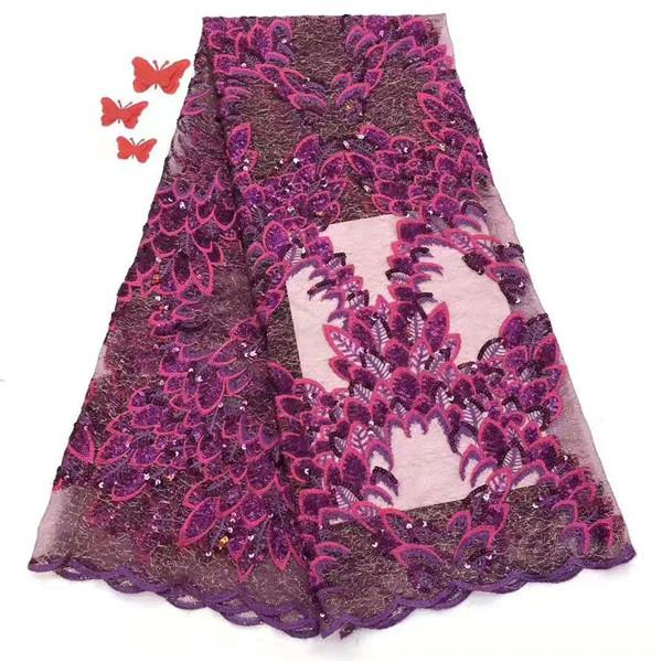 Fashion African Mesh Lace Fabric High Quality French Tulle Lace Fabric Embroiderey Sequins Nigerian For Wedding