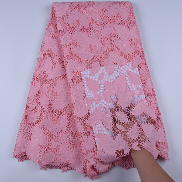 Hot Selling African French Water Soluble Guipure Lace Fabric High Quality Nigerian Guipure Cord Lace Fabric For Wedding A1668