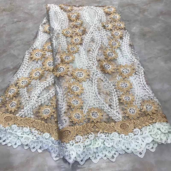 New Beads Lace Fabric High Quality Latest Embroidery African Lace Fabric With Stones French Tulle Nigerican Wedding
