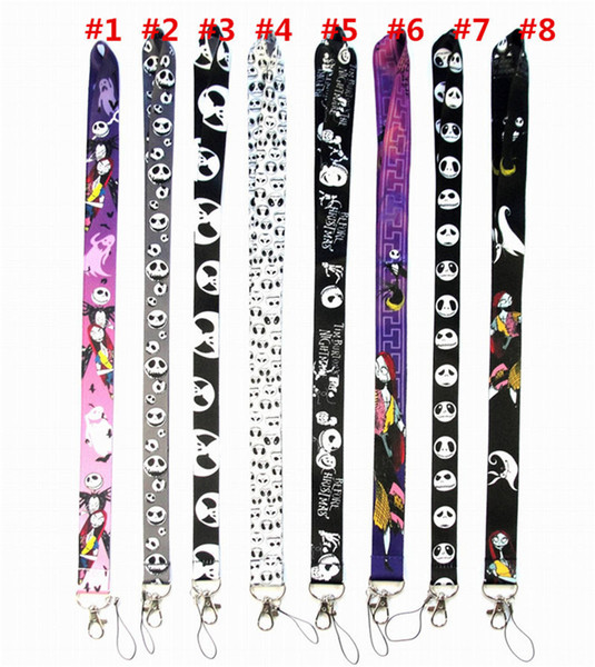 Xmas Design Cartoon The Nightmare Before Christmas Neck Lanyards Skull Printed Sling for Cell Phone ID Card Keychains Strap Black C102907