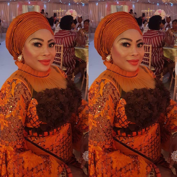 High Quality Burnt Orange African Wedding Lace Fabric Hot selling French Net Lace Fabric New 3d Embroidered NA2424B