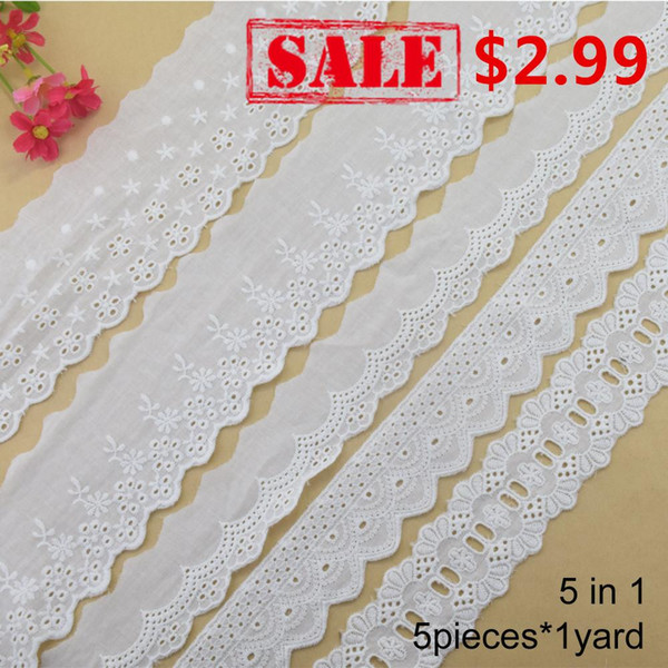 Pure cotton embroidery lace French lace ribbon fabric hand-stitched warp knitted sewing accessories