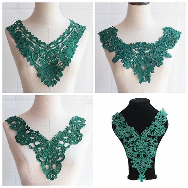 1PCS Green Flower Necklace Lace Collar Embroidery Lace Trimming For Sewing Fabric Trim DIY Fabric Neckline Applique Sewing