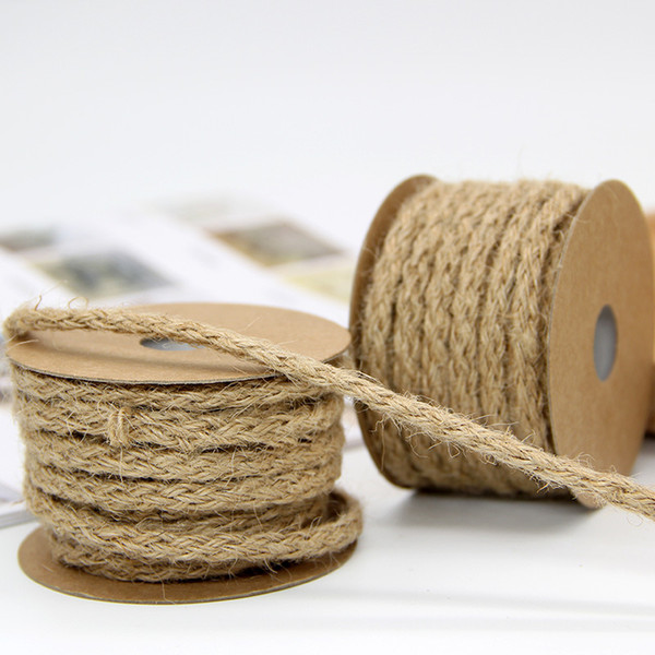 6mm 60M Natural Burlap Hessian Jute Twine Cord Hemp Rope For Vintage Rustic Wedding Decoration Packing Supplies