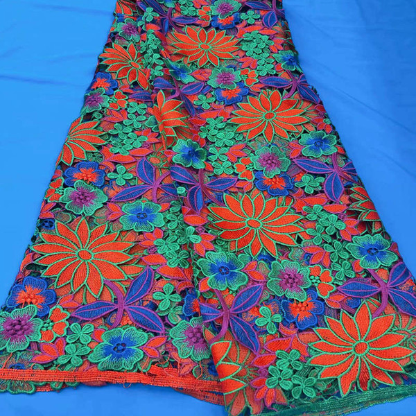 FolaSade Colorful African Cord Lace Fabric 2019 Hot Pupular Flower French Net Guipure Lace Fabrics For Dress Wo438
