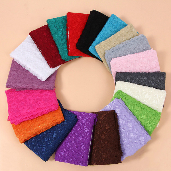 16cm Elastic Lace Fabric Black White Beige Burgundy Navy Blue Pink Red Purple Green Gray Lace Trimming DIY Crafts Material