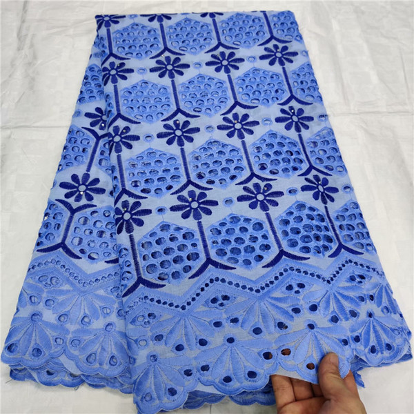 blue Newest African Lace Fabrics Top Sale Swiss Voile Lace In Switzerland Latest Swiss Cotton Fabrics For Nigerian Wedding