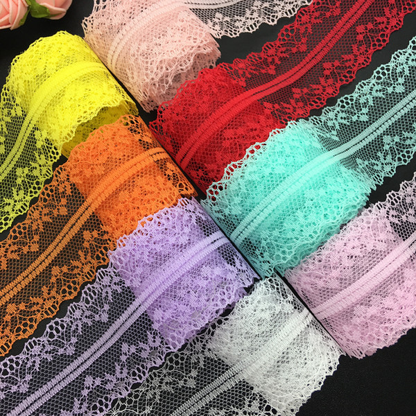300yards/ 40mm Wide Bilateral Handicrafts Embroidered Net Lace Trim Ribbon Wedding/Birthday/Christmas/Bow Decorations