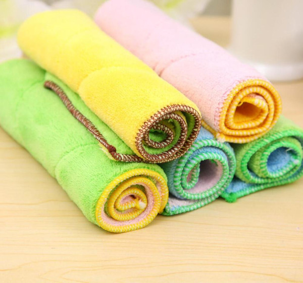Double-sided Color Rag Superfine Fiber Cleaning Cloth Absorbent Dishcloths Super Soft Hand Towels Kitchen Tools Towel 50 p/l
