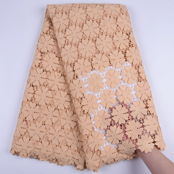 Superb Soft Skin Water Soluble Lace African Cord Lace Fabric Guipure Cord Eyelet Nigerian Fabric For WeddingA1720