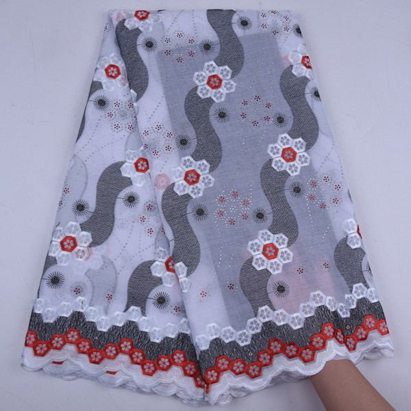Swiss Cotton Lace Fabric Soft Nigerian Voile Tulle Lace Fbriac Suitable For Travel Afican Fabric Daily Wear With Stones1746