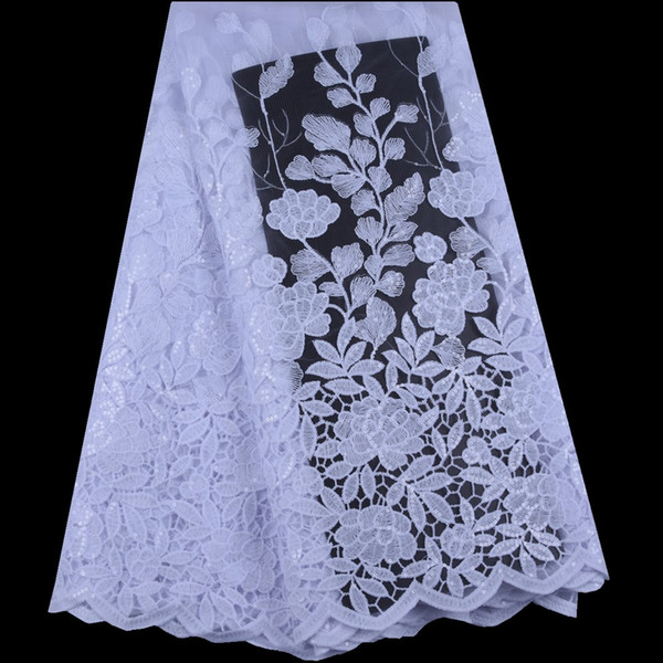 Pure White Soft Sequined Milk Silk Lace Fabric High Quality French African Lace Fabric For Nigerian Wedding Milk Silk F1625