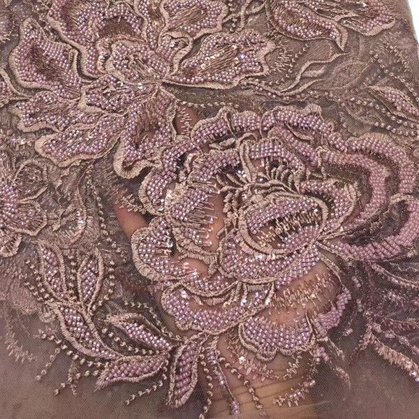 Gorgeous African French lace Super quality handmade heavy beaded Tulle lace fabric mv131
