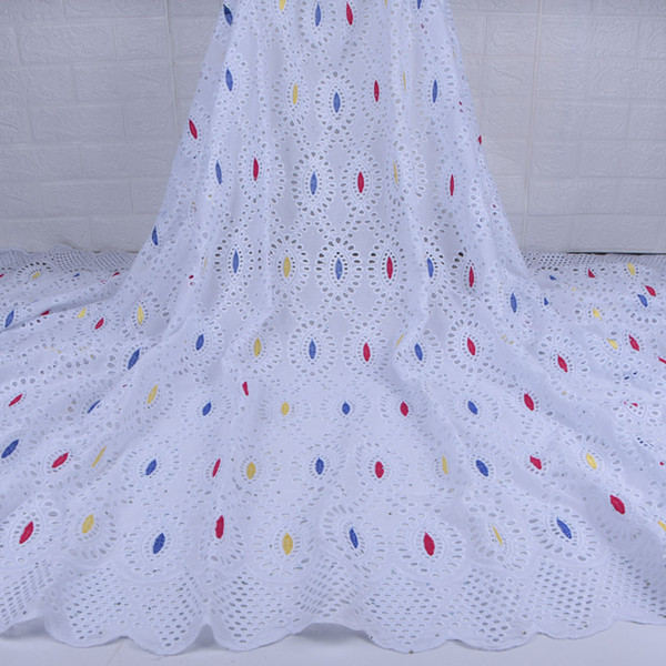 African Lace Fabric 2019 High Quality Lace Pure Cotton Embroidery Nigerian Dry Fabric With Stones For Wedding Dresses A1721