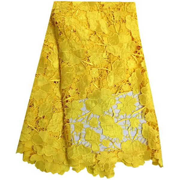 Yellow African Cord Lace For Wedding Dress.High Quality Guipure Lace Fabric With Nice Flower,New Nigerian Fabric F10173