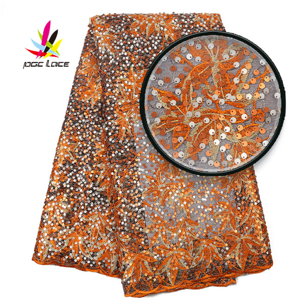 New Design African Organza Lace Fabric 2019 High Quality Hot Sale French embroidered Tulle Lace Fabric With Sequins AMY3060B