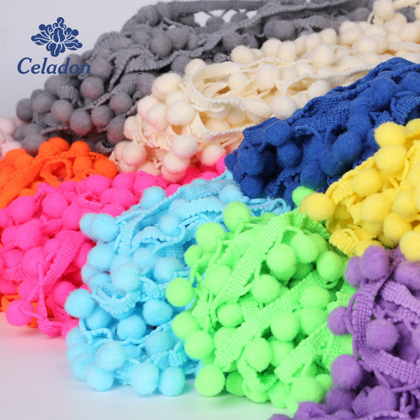 5Yards/Lot 10MM Pompom Trim Ball Lace Pom Pom Fringe Ribbon Sewing Kintted Lace Fabric Handmade DIY Craft Accessories