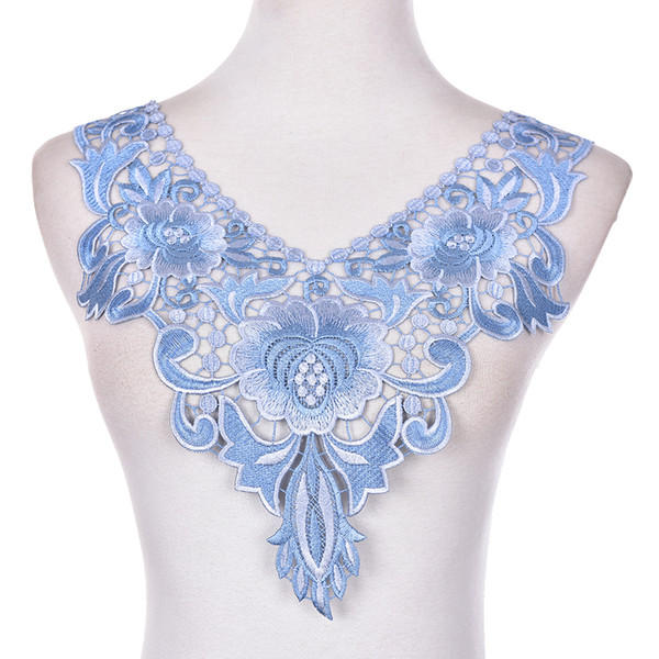 2017 New 1 PC Embroidered Floral Lace Neckline Neck Collar Trim Clothes Sewing Applique Embroidery edge 7styles