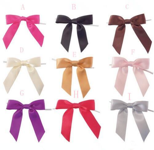 500pcs Wholesale Pre Tied Polyester Satin Ribbon Bow with Wire Twist Tie