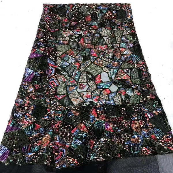 Multicolor African Lace Sequins Embroidered High Quality Ftench Lace Agrican Net Fabric French Bridal XX2661B-1