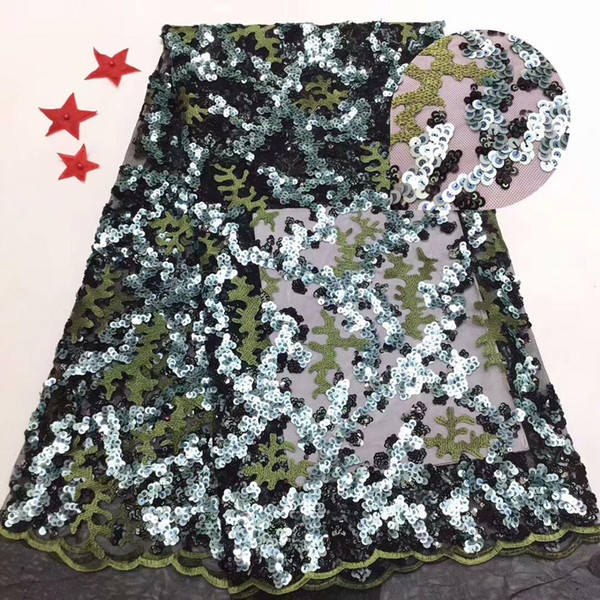 African Lace Fabric Nigerian Lace Fabrics With Sequence Fabric For Wedding Party Black