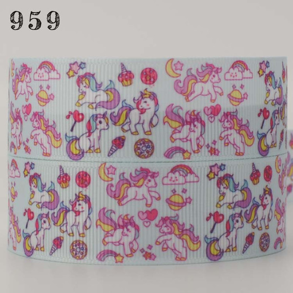 25mm - Unicorn pattern printed Grosgrain ribbon