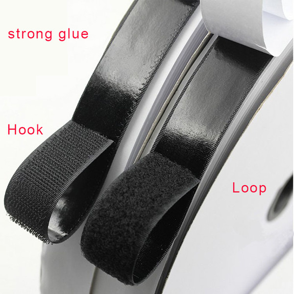 2 Roll 25M*20MM Black Strong Self Adhesive Hook Loop Tape Fastener Sticky use for children's clothers