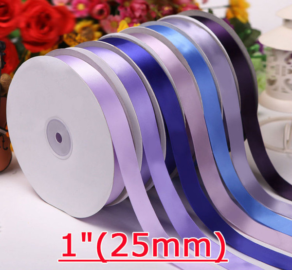 1 inch Single Face Ribbon solid color christmas satin ribbons 25mm Decorate Tape Gift 100yard/roll Free Shipping