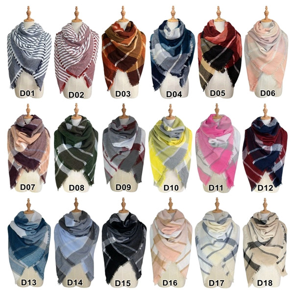 New 43 kinds of style Scarves Plaid Blanket Women Scarf Tartan Tassels Scarf 140CM Grid Shawl Wrap Lattice Neckchief Cashmere Muffler Winter