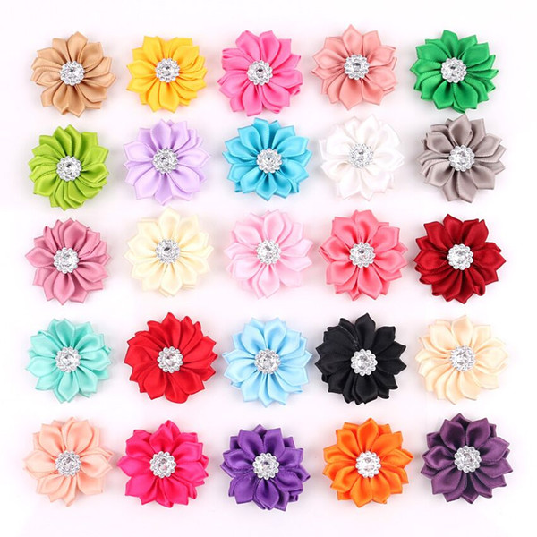 2016 New High Quality Handmade Diamond Polyester Belt Angle More Ribbon Flowers 2Inch Diy Children Hair Dress Clothing Accessories