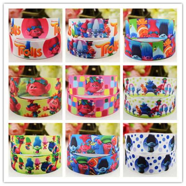Trolls Printing Ribbons 0.86inch 22mm Uglydolls cartoon webbing 18m 20yards per roll for garment clothing hair accessories Kids DIY props