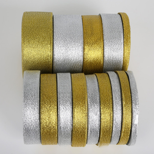 25 Yard Gold/Silver Metallic Luster Organza Ribbon For Wedding Decoration Gift Wrap Christmas Ribbon DIY Handmade Material