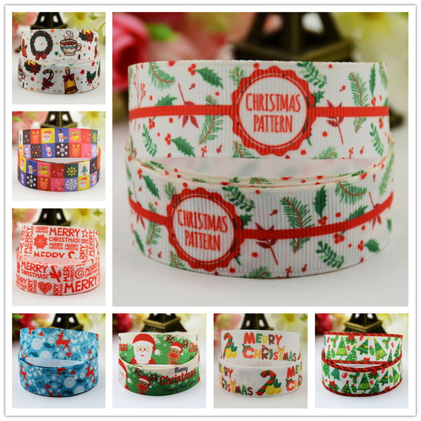 Christmas printing Grosgrain Ribbons 22mm Xmas santa Kids DIY props Garment clothing hair accessories MOQ 20Yards
