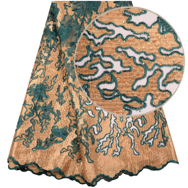 Newest Nigerian Tulle Lace Fabric Fast Shipping African Lace Fabric For Wedding Embroidery French With Stones 1493