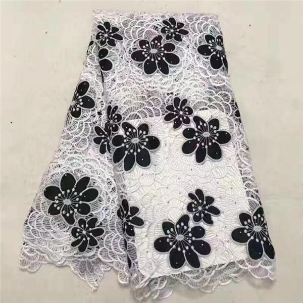 2019 High quality New Arrival African guipure lace fabric for sewing african cord lace fabric with stone for wedding dress