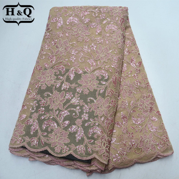 11 Color Nigerian Embroidery Lace Fabric African Lace Fabric 5 Yards/Piece African Cord With Sequins For Party Dress