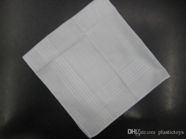 100pcs/lot New 100% cotton male table satin handkerchief towboats square handkerchief whitest 38cm Wiping glasses
