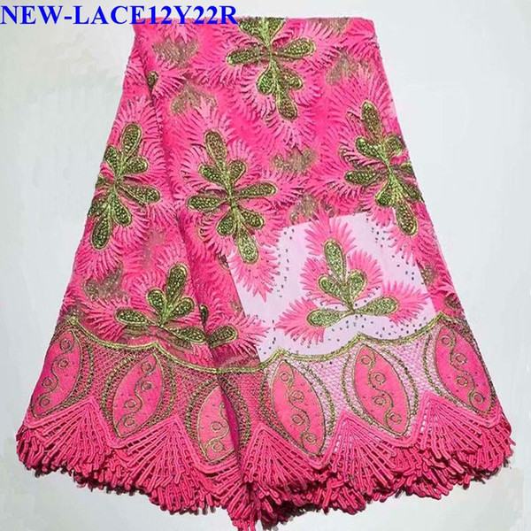 High Quality African Tulle Lace Fabrics2019 French Net Embroidery stones Tulle Lace Fabric For Nigerian Wedding Dress XA-012