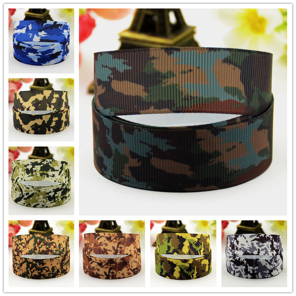 Camouflage pattern printing Grosgrain Ribbons 0.86inch 22mm Kids DIY props for Garment clothing hair accessories MOQ20 Yards