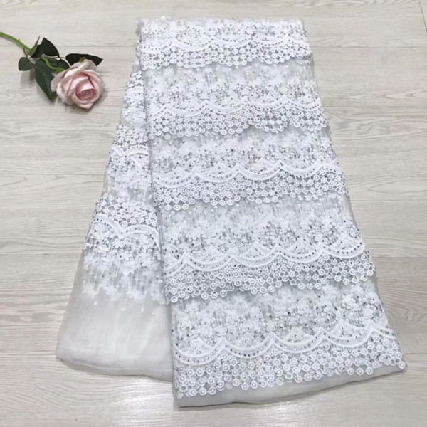 African Lace Fabric 2019 Embroidered Nigerian Stones Laces Fabric High Quality French Tulle Lace For Women SML91-109