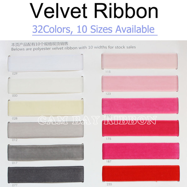 10Sizes Options Solid Colors Single Faced None-Elastic Velvet Ribbon Clothing Decoration DIY Materials Hair Bow Ribbons Tape