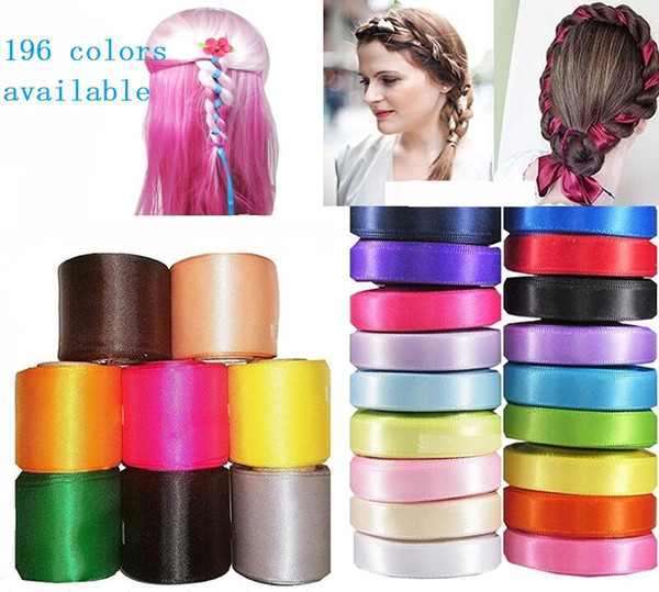 100yards/lot Pick Sizes 6 9 13 16 19 22 25 28 32 38 50 57 63 75 89 100 MM Width 100% Polyester Solid Color Single Face Satin Ribbon