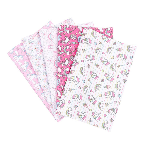 22cm *30cm Cartoon Horse Fabric Synthetic Leather Ice-cream Printed PU Material DIY Hair Bows Handmade Craft Sewing Materials