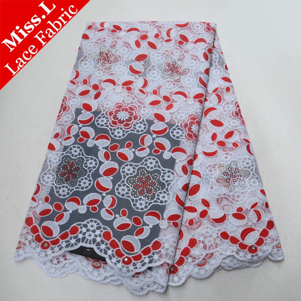 Miss L 8 Color African Lace Fabric With Stones 5 Yards Swiss Voile Lace Fabric Embroidery Good Price For Dress