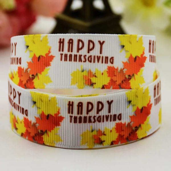 Thanksgiving Prints Ribbons for Bows and Hair Bands Happy Thanksgiving letters Printing and Turkeys Theme Hair Accessories Ribbon for DIY