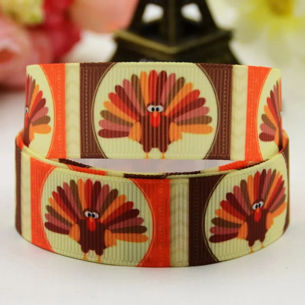 Thanksgiving Theme Ribbons for Hair Bows and hairbands Quality Turkey Feather Happy Thanksgiving Prints wording DIY Ribbon Handcrafts Kits