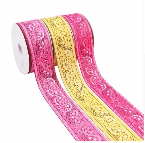 Newest Printed Grosgrain Ribbons Amoeba 75mm Width 5Yards/lot Single Face 100% Polyester DIY Handmade Printed Ribbons 6 Colors