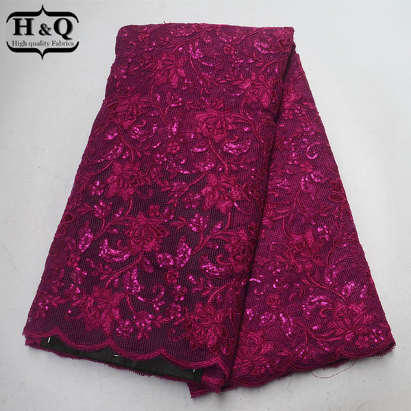 Hot Fashion African Cord Lace Fabric With Sequins Nigerian Embroidery Lace Fabric African 5 Yards With Super Quality