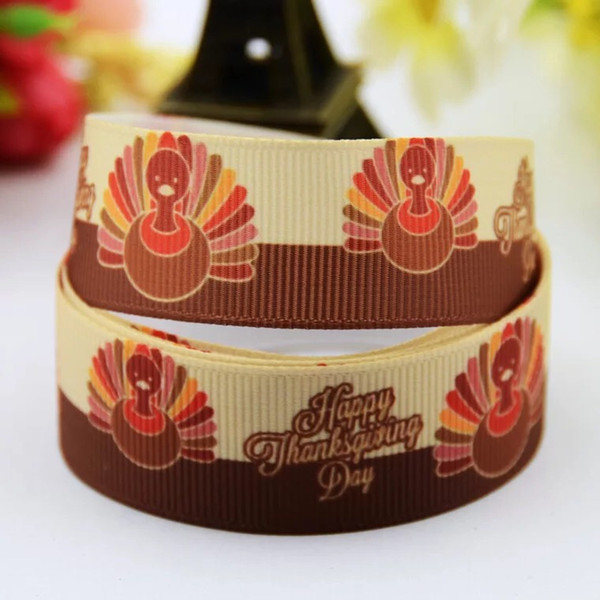 Thanksgiving Theme Ribbons for Bows and Hairbands Turkeys Feather Prints Happy Thanksgiving Day Ribbon for Hair Ties DIY Accessories