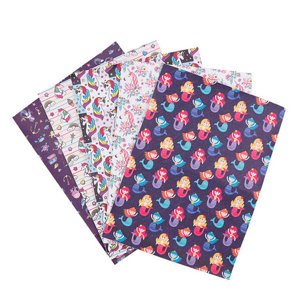 22cm*30cm Synthetic Leather Fabric Cute Dolphin Unicorn Printed Faux Pu For Kids Hair Bows Leather Materials Handmade Patchwork